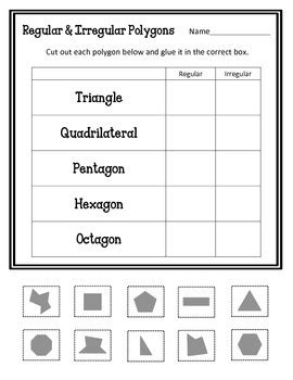 Regular and Irregular Polygons. Worksheets and Sorting Math Center Review