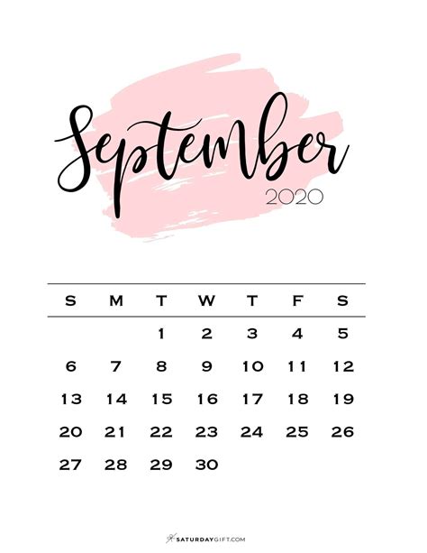 September 2024 Calendar 20 Cute And Free Printables Saturdayt