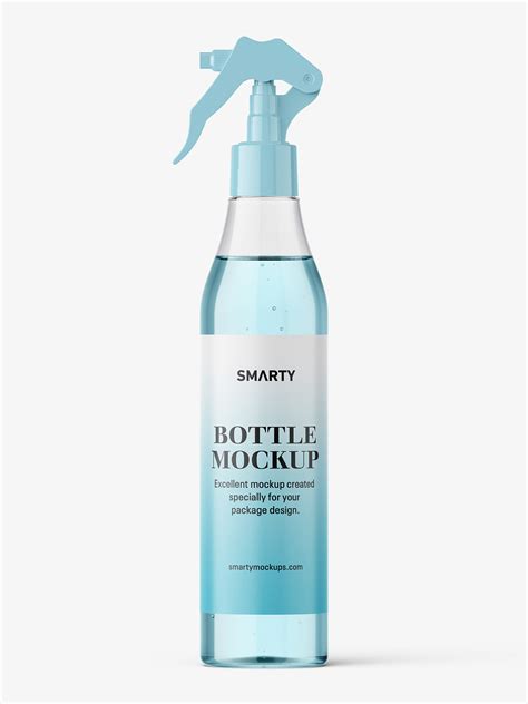 After opening psd file you can change the color of trigger, spray head, nozzle and neck by using smart object. Clear bottle mockup with trigger spray mockup - Smarty Mockups