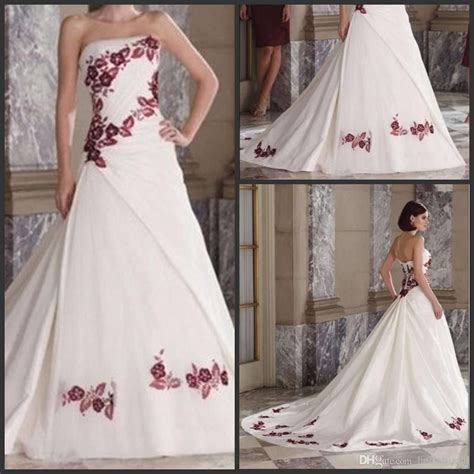 Https://techalive.net/wedding/white Wedding Dress With Burgundy Accents