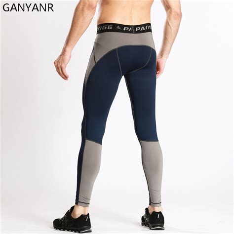 ganyanr running tights men basketball yoga compression pants quick dry athletic sport legging