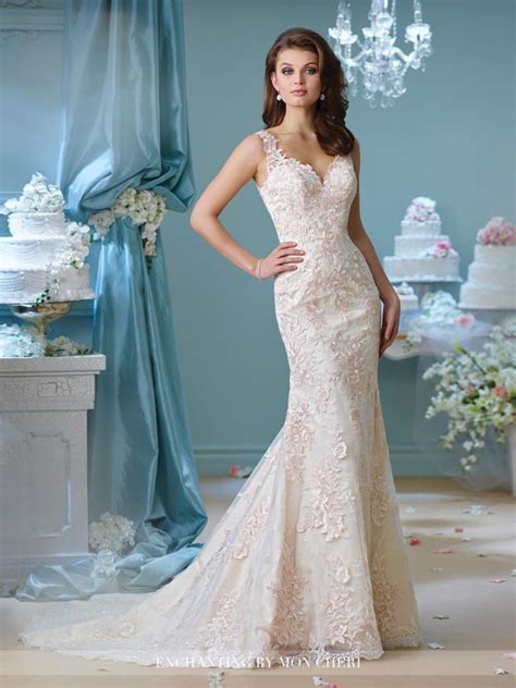 French Novelty Enchanting By Mon Cheri 216163 Lace Trumpet Wedding Gown