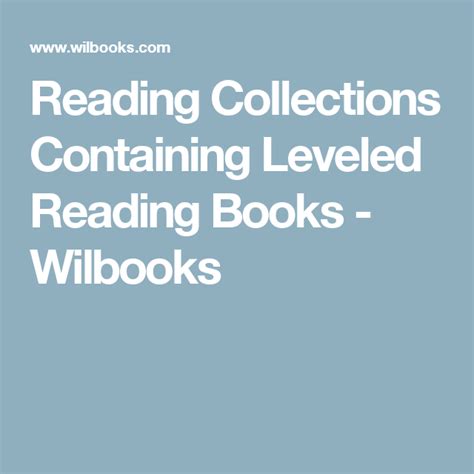 Reading Collections Containing Leveled Reading Books - Wilbooks | Leveled reading books, Reading ...
