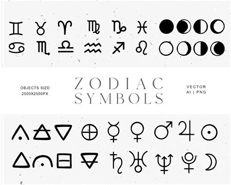 Astrology Zodiac Symbols Moon Phases Planet Zodiac Signs Etsy