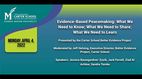 Evidence Based Peacemaking What We Need To Know What We Need To Share