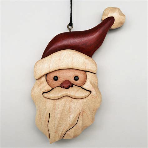 Santa Claus Intarsia Ornament Magnet Christmas Tree Wood Etsy