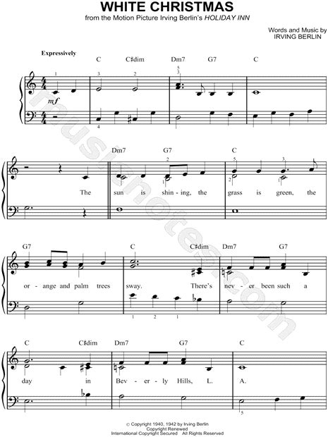 Here's a lead sheet for white christmas, containing the melody, lyrics and chord changes. Bing Crosby "White Christmas" Sheet Music (Easy Piano) in ...