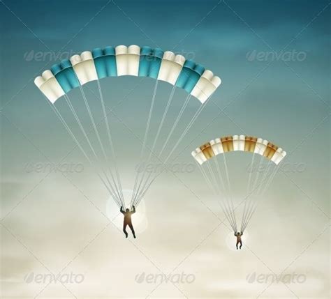 Two Parachutists Vector Graphics Vector Icons Vector Free Fused