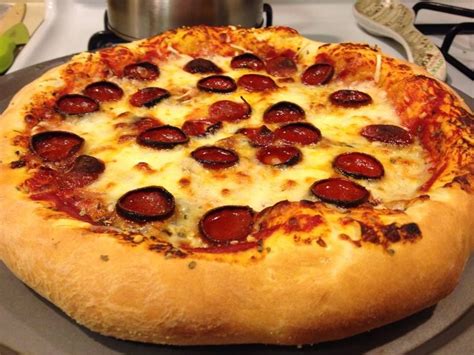 Homemade Thick Crust Pizza Used Extra Gluten And Crisco Recipes
