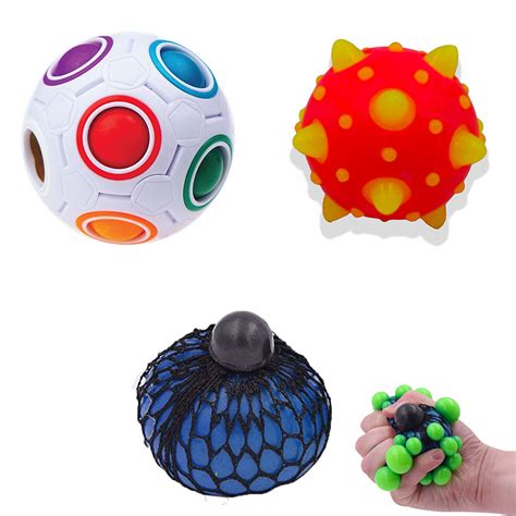 3 Piece Anti Stress Ball Kit Great For Relaxation And Relief Calming