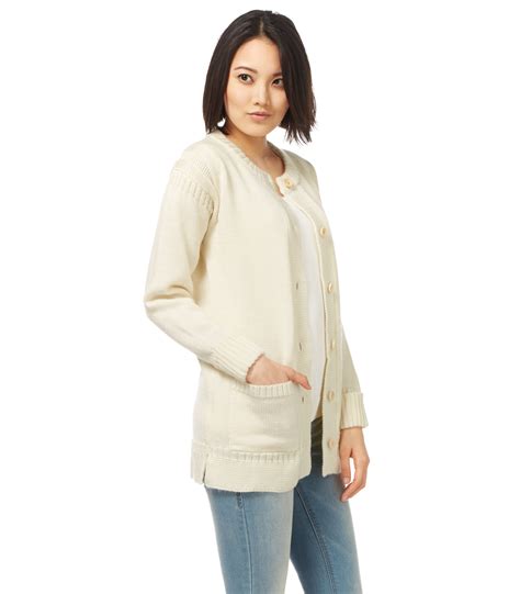 Woolovers Womens Pure Wool Guernsey Long Crew Neck Warm Casual Cardigan