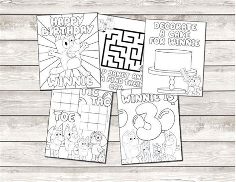 Bluey Inspired Birthday Party Favor Personalized Coloring Etsy