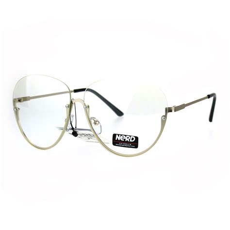 Womens Oversize Granny Upside Down Half Rim Clear Lens Eye Glasses Ebay