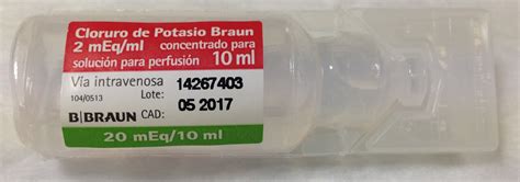 Cada ampolla inyectable de 10 ó 20 ml contiene: Electrolitos, información útil para enfermería ...