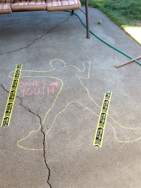 Chalk Outline Of My Husbands Youth For His 50th Surprise Party 40th