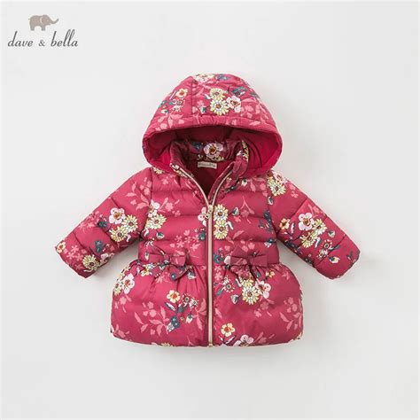 Dba7957 Dave Bella Winter Baby Girls Floral Hooded Coat Infant Padding