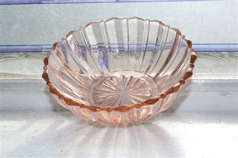 2 Pink Depression Glass Berry Bowls Fortune Pattern Vintage 1930s