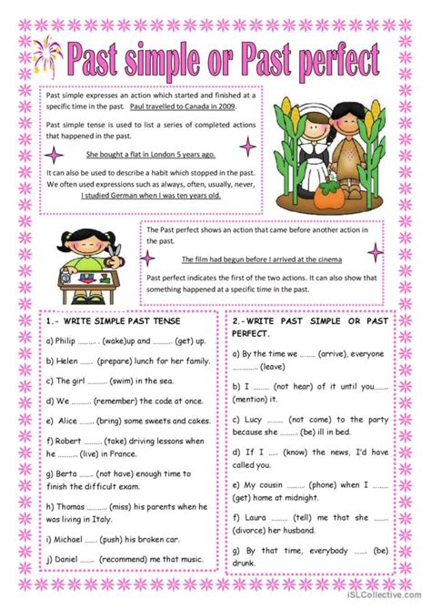 Past Simple Or Past Perfect General English Esl Worksheets Pdf And Doc