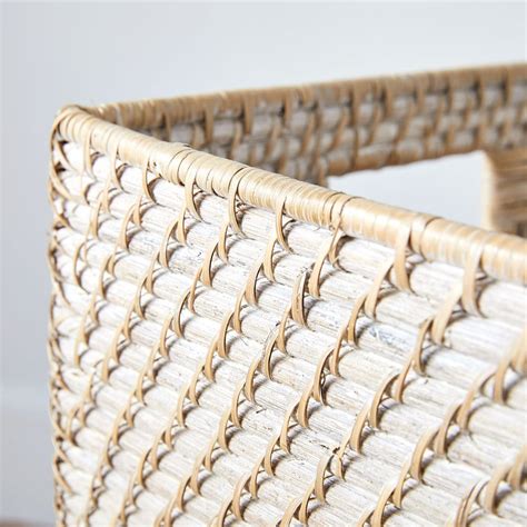 Crocheted by hand from raffia and rattan, our richly textured woven brights placemats are a bright, playful foundation for your next meal. Modern Weave Storage Bin | west elm Canada