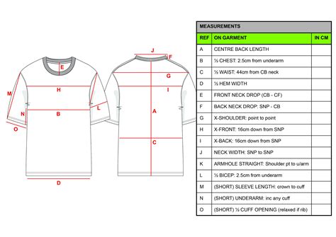 Shirt Measurement Template