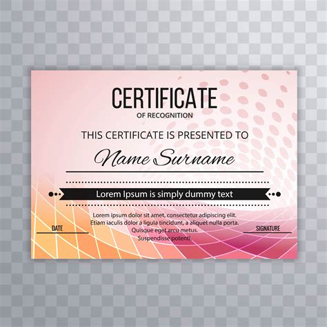 Modern Certificate Template Colorful Background Vector Art At