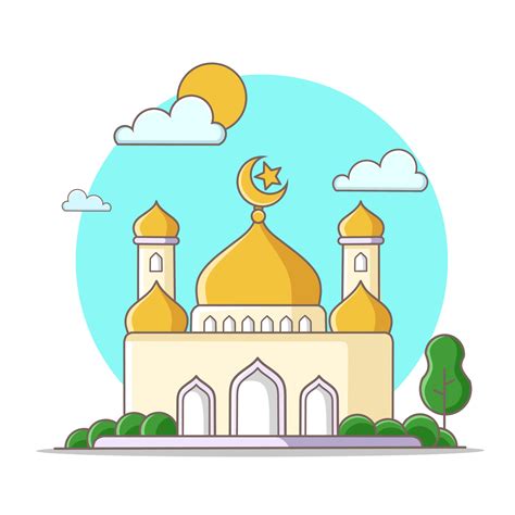 Mosque Vector Icon Illustration Moslem Building Icon Concept Isolated