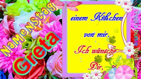 Wenn man einem arbeitskollegen, bruder oder schwester, onkel oder tante, freunden oder verwandten herzlich zum 1. #Greta🌹Namenstag🌻lieber Gruß geht auf Reisen😘wünsche viel Sonne & gute L... | Namenstag, Grüße ...