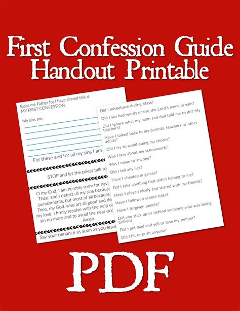First Confession Guide Printable Reconciliation Sacrament Of Etsy
