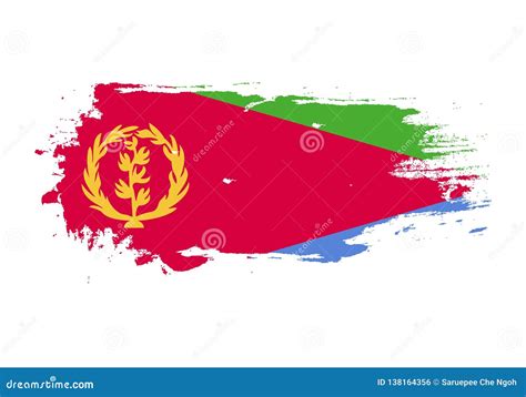 Grunge Brush Stroke With Eritrea National Flag Watercolor Painting