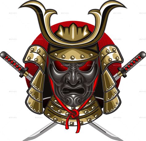 Samurai Mask With Katana By Ashmarka Graphicriver