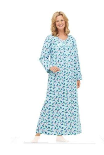 Cozee Corner Lightweight 100 Cotton Blue Flannel Long Nightgown Size