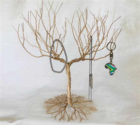 Gold Jewelry Tree Stand Jewelry Holder Organizer Tall For Etsy