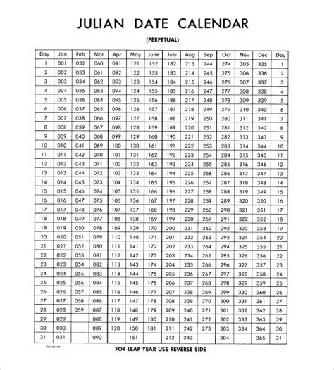 Free 7 Julian Calendar Templates In Pdf Psd Julian Dates