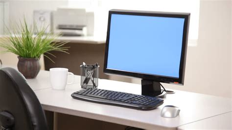 Laptop Computer With Blue Screen In Office Stock Footage Video 4636673