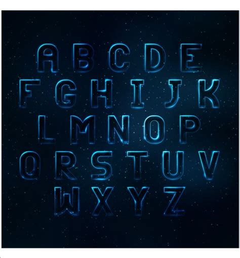 Blue Light Alphabet Vector Welovesolo