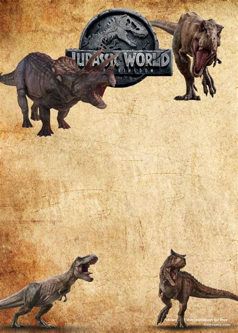 jurassic park dinosaurs vintage invitation templates