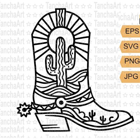 Cowboy Boots Cut File Svg For Cricut Country Svg Cowboy Boot Cactus