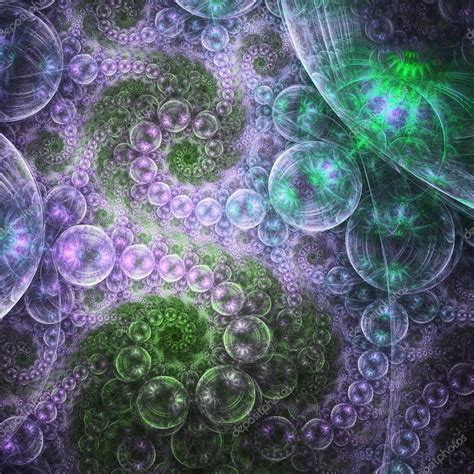 Purple And Green Fractal Swirls Digital Artwork For Creative Graphic