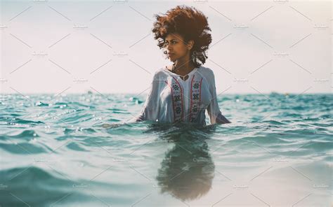Beautiful Girl Standing In Water High Quality People Images ~ Creative Market