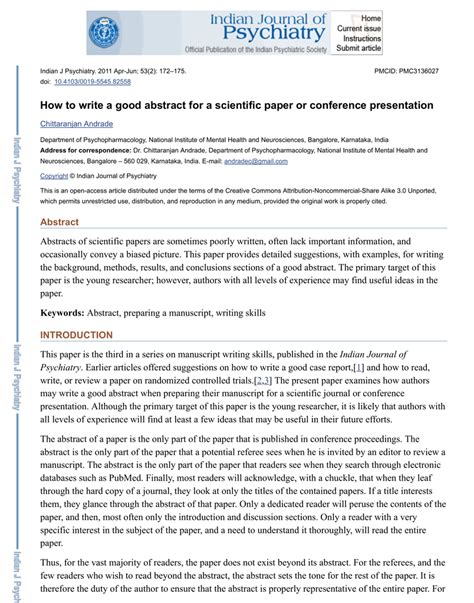 An abstract of a social science or scientific work may contain the scope, purpose, results, and abstracts present the essential elements of a longer work in a short and powerful statement. How to write a good abstract for a scientific paper