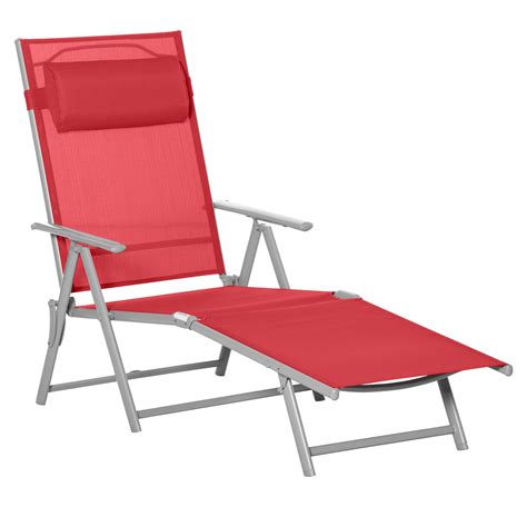 Outsunny Outdoor Folding Chaise Lounge Chair Portable Lightweight Reclining Sun Lounger With 7