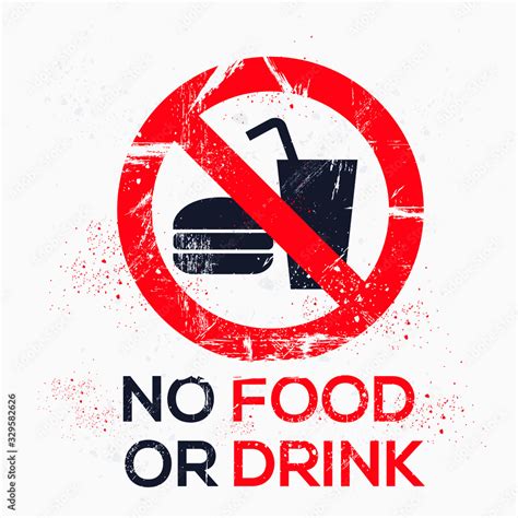 Warning Sign No Food Or Drink Vector Illustration Stock Vector