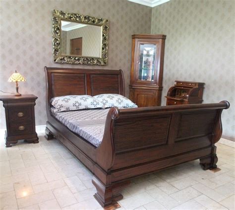 Solid Mahogany Wood Bedroom Set With King Size Bed