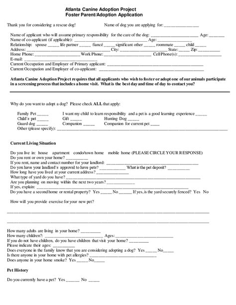 Sample Foster Parentadoption Application In Word And Pdf Formats