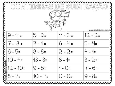 Atividade De Matematica 1 Ano Subtração