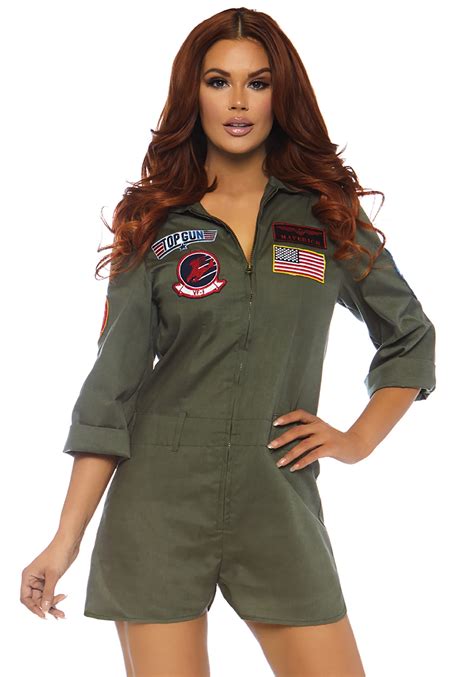 Womens Top Gun Flight Suit Costume Romper