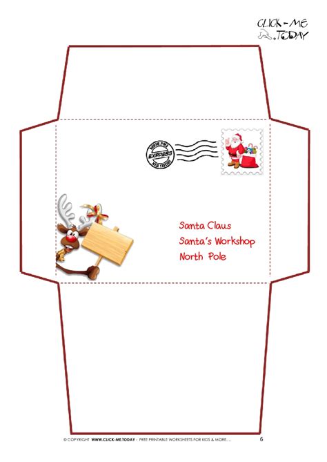 Fold over the envelope flaps to create the envelope (use a ruler to make sure the. Printable Letter to Santa Claus envelope template ...