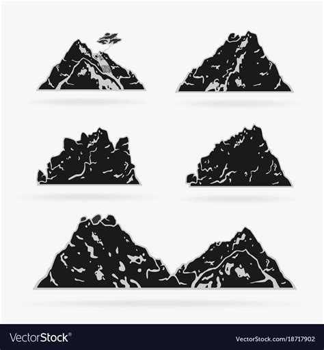 Set Rock Stencil Style Royalty Free Vector Image