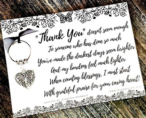 Thank You T Caring Heart Poem By K Plunkett Keychain For Friend