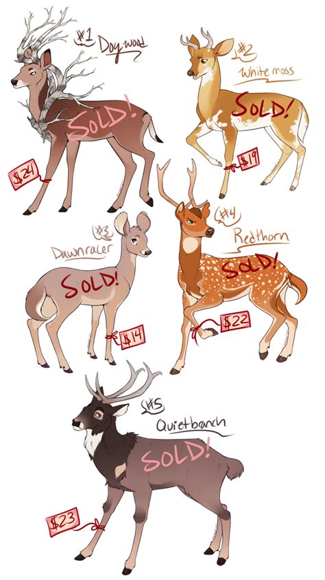 Deer Adoptables Batch 3 Closed By Machati Deer Cartoon